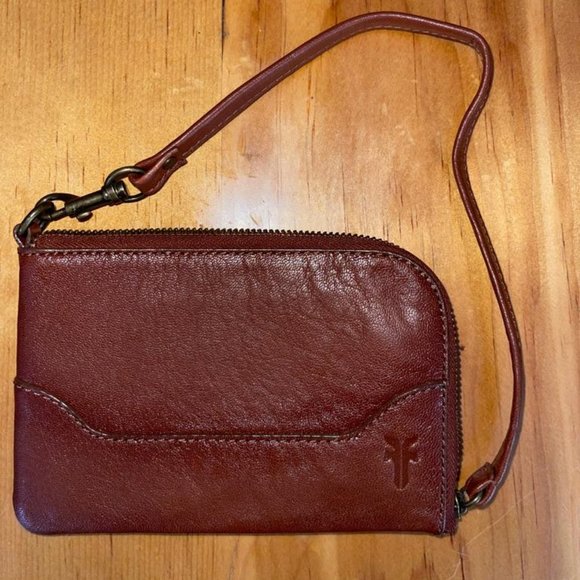 Frye Melissa Leather Wristlet Cognac Brown 100% Leather - Picture 1 of 4